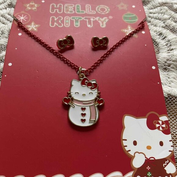 NWT Hello Kitty Christmas Necklace & Earrings - Picture 1 of 1